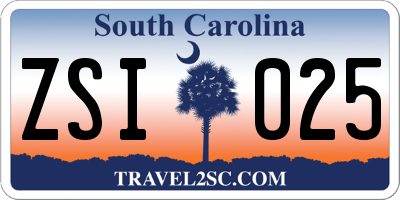 SC license plate ZSI025