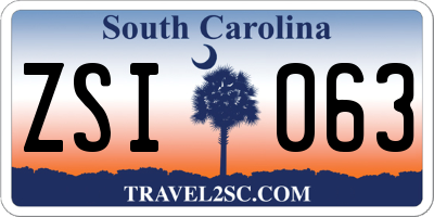 SC license plate ZSI063