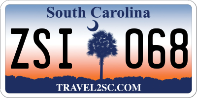 SC license plate ZSI068