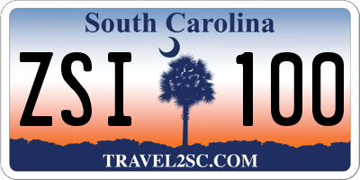SC license plate ZSI100