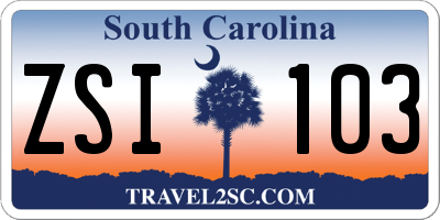 SC license plate ZSI103