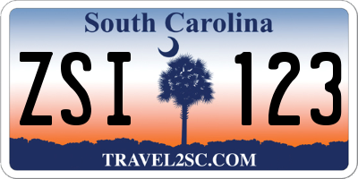 SC license plate ZSI123