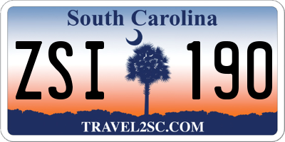 SC license plate ZSI190