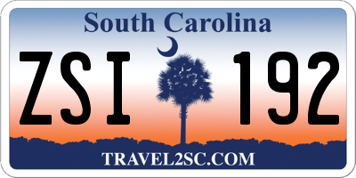 SC license plate ZSI192