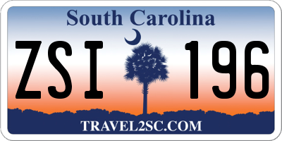 SC license plate ZSI196