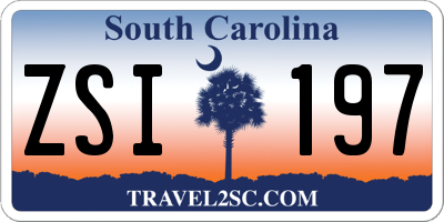 SC license plate ZSI197
