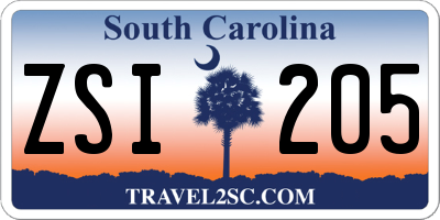 SC license plate ZSI205