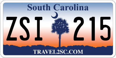 SC license plate ZSI215