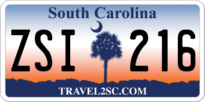 SC license plate ZSI216
