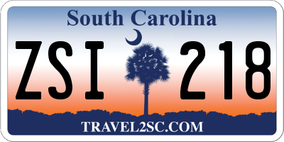 SC license plate ZSI218