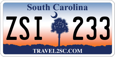 SC license plate ZSI233