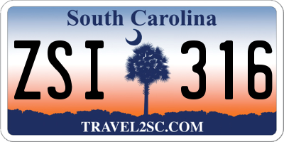 SC license plate ZSI316