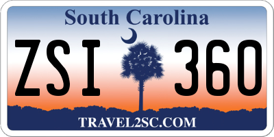 SC license plate ZSI360