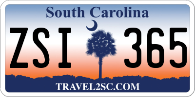 SC license plate ZSI365