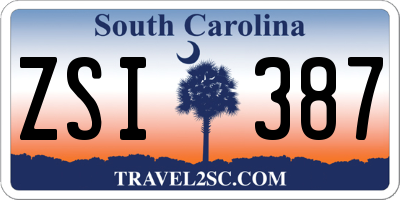 SC license plate ZSI387
