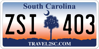 SC license plate ZSI403
