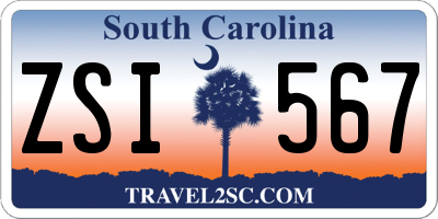 SC license plate ZSI567