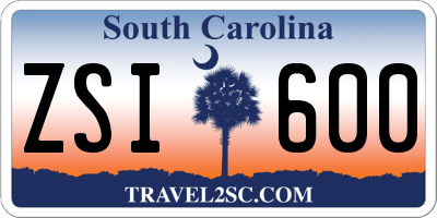 SC license plate ZSI600