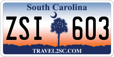 SC license plate ZSI603