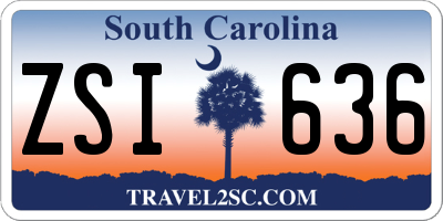 SC license plate ZSI636