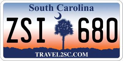 SC license plate ZSI680