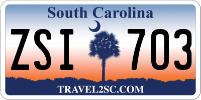 SC license plate ZSI703