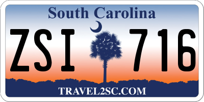 SC license plate ZSI716