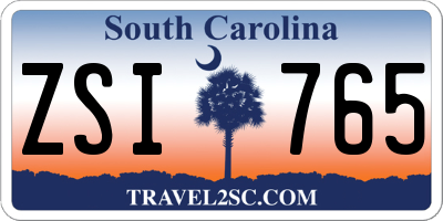 SC license plate ZSI765