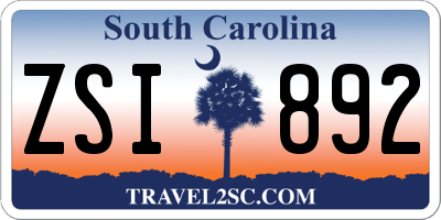 SC license plate ZSI892