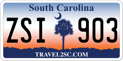 SC license plate ZSI903
