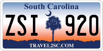 SC license plate ZSI920