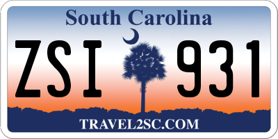 SC license plate ZSI931