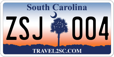 SC license plate ZSJ004