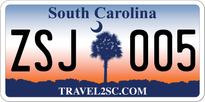 SC license plate ZSJ005