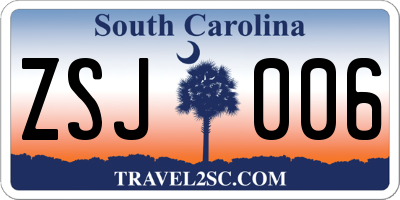 SC license plate ZSJ006