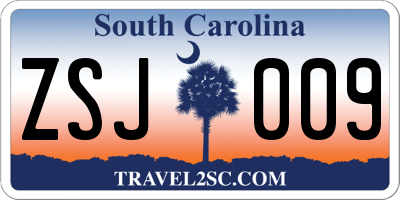 SC license plate ZSJ009