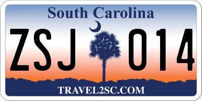 SC license plate ZSJ014