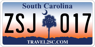 SC license plate ZSJ017