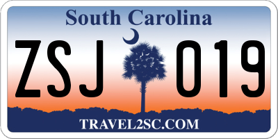 SC license plate ZSJ019