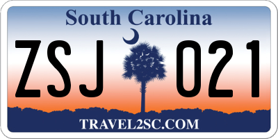 SC license plate ZSJ021