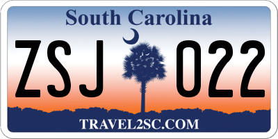 SC license plate ZSJ022