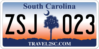 SC license plate ZSJ023