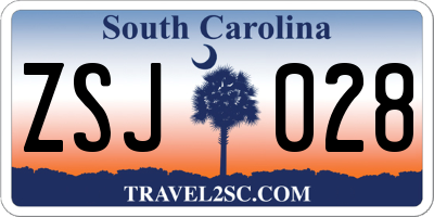 SC license plate ZSJ028