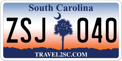 SC license plate ZSJ040