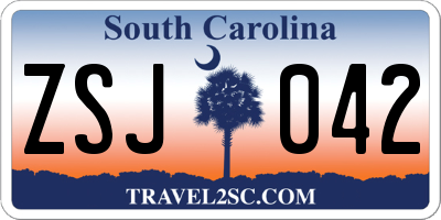 SC license plate ZSJ042