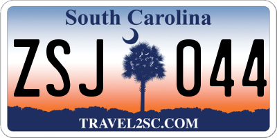 SC license plate ZSJ044