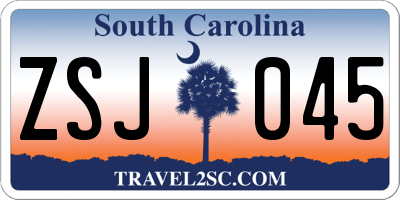 SC license plate ZSJ045