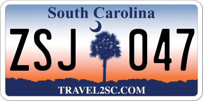 SC license plate ZSJ047