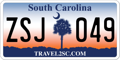SC license plate ZSJ049