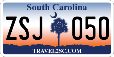 SC license plate ZSJ050